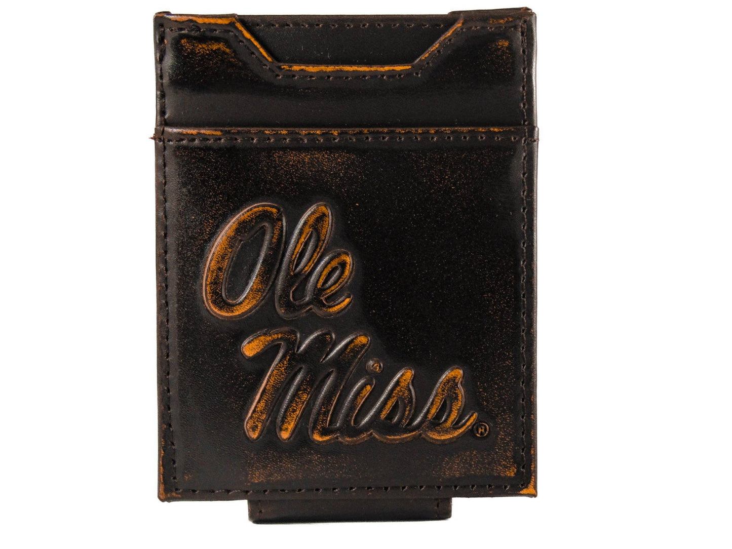 Burnished Leather Front Pocket Wallet - OleMiss