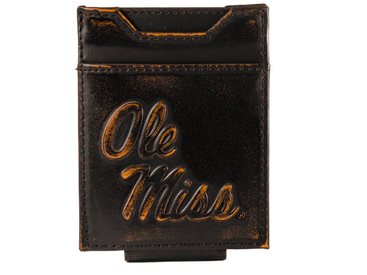 Burnished Leather Front Pocket Wallet - OleMiss