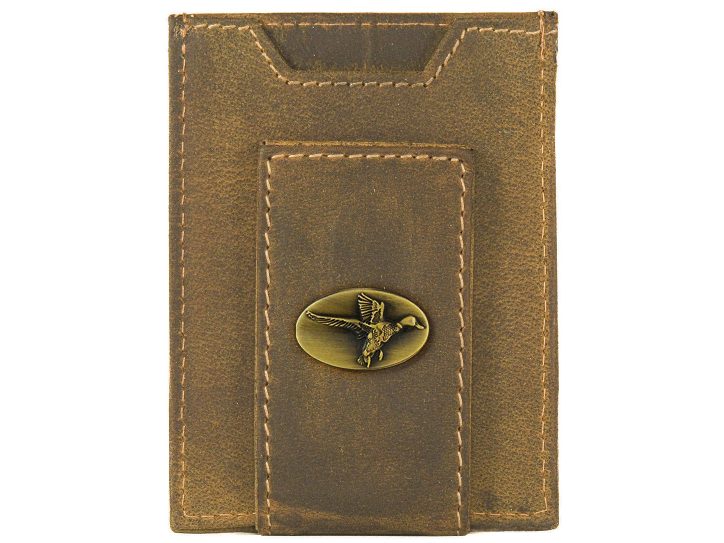 Vintage Tan Leather Front Pocket Wallet - Mallard