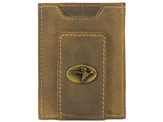 Vintage Tan Leather Front Pocket Wallet - Mallard