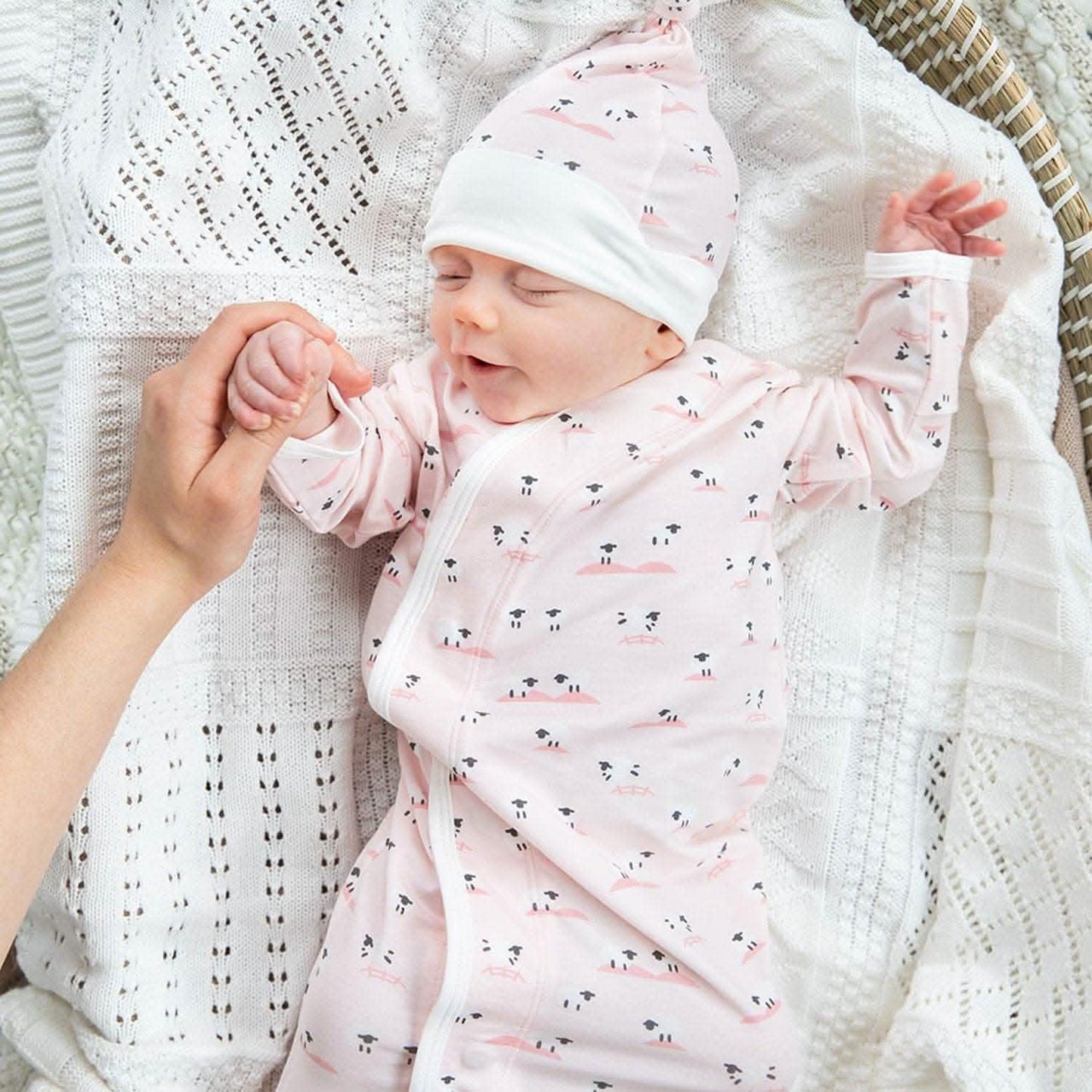 Pink BaaBaa Baby Gown/Hat Set