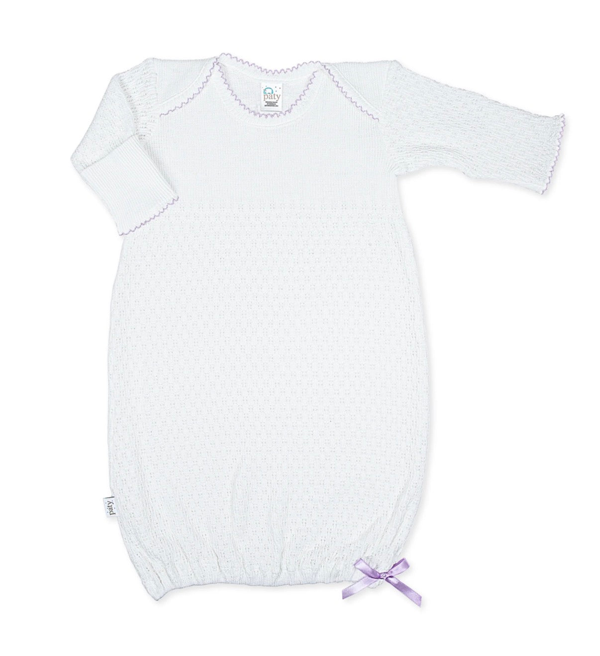 White/Purple Trim Gown