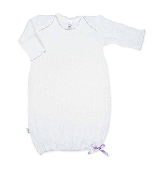 White/Purple Trim Gown