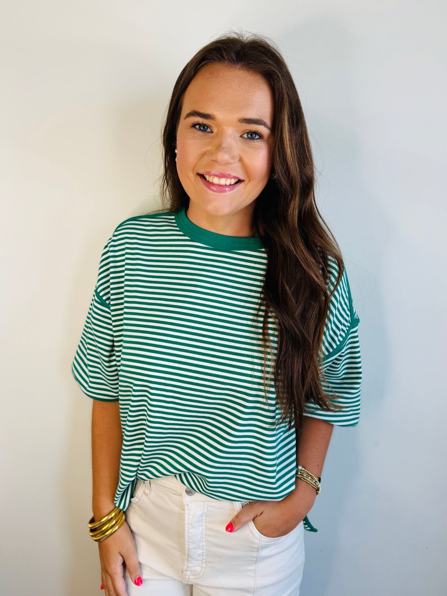 Seaside Picnic Tee - Emerald/White