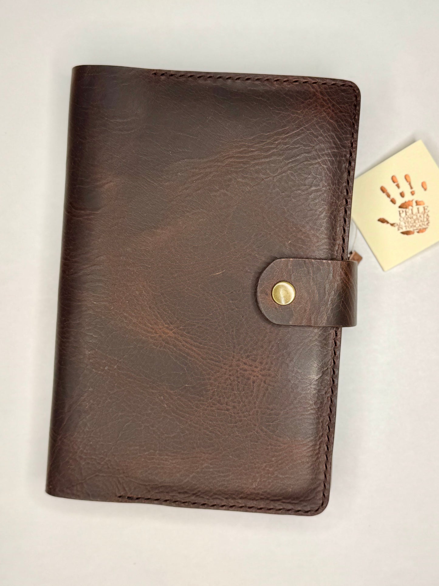 Italian Leather Notebook - Waxy, Tobacco