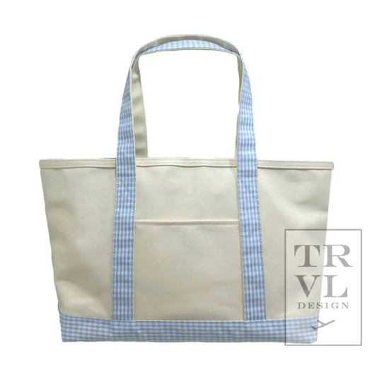 Medium Tote - Coated Canvas Gingham Mist Trim