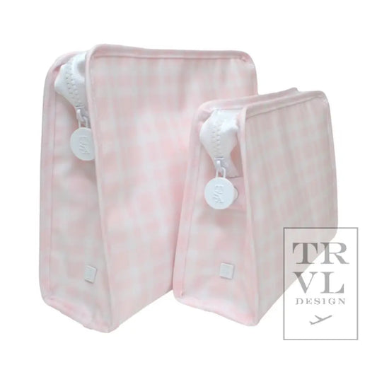 Roadie Medium - Pimlico Plaid Pink Zip Pouch