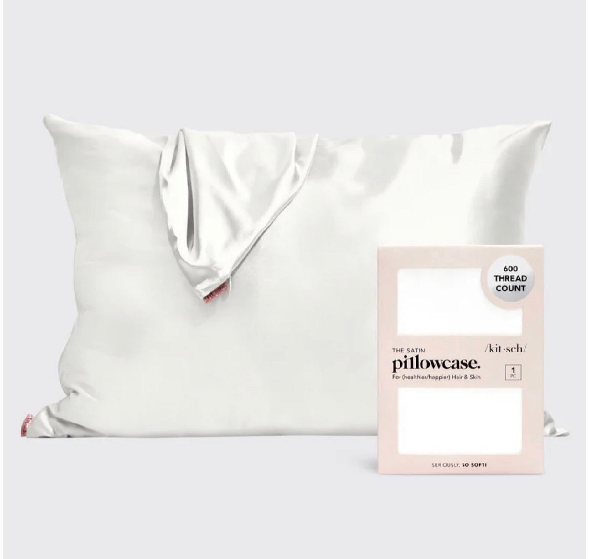 Kitsch Satin Pillow Case - White