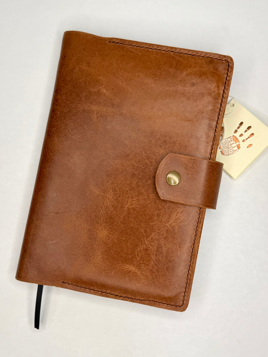 Italian Leather Notebook - Waxy, Cognac