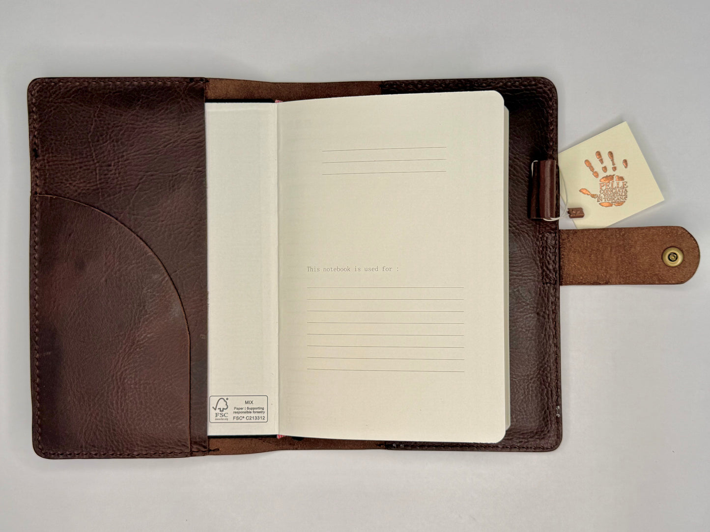 Italian Leather Notebook - Waxy, Tobacco