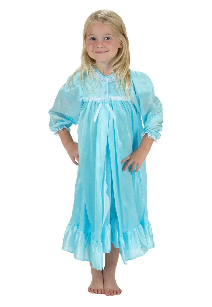 Ice Blue Traditional Peignoir Set