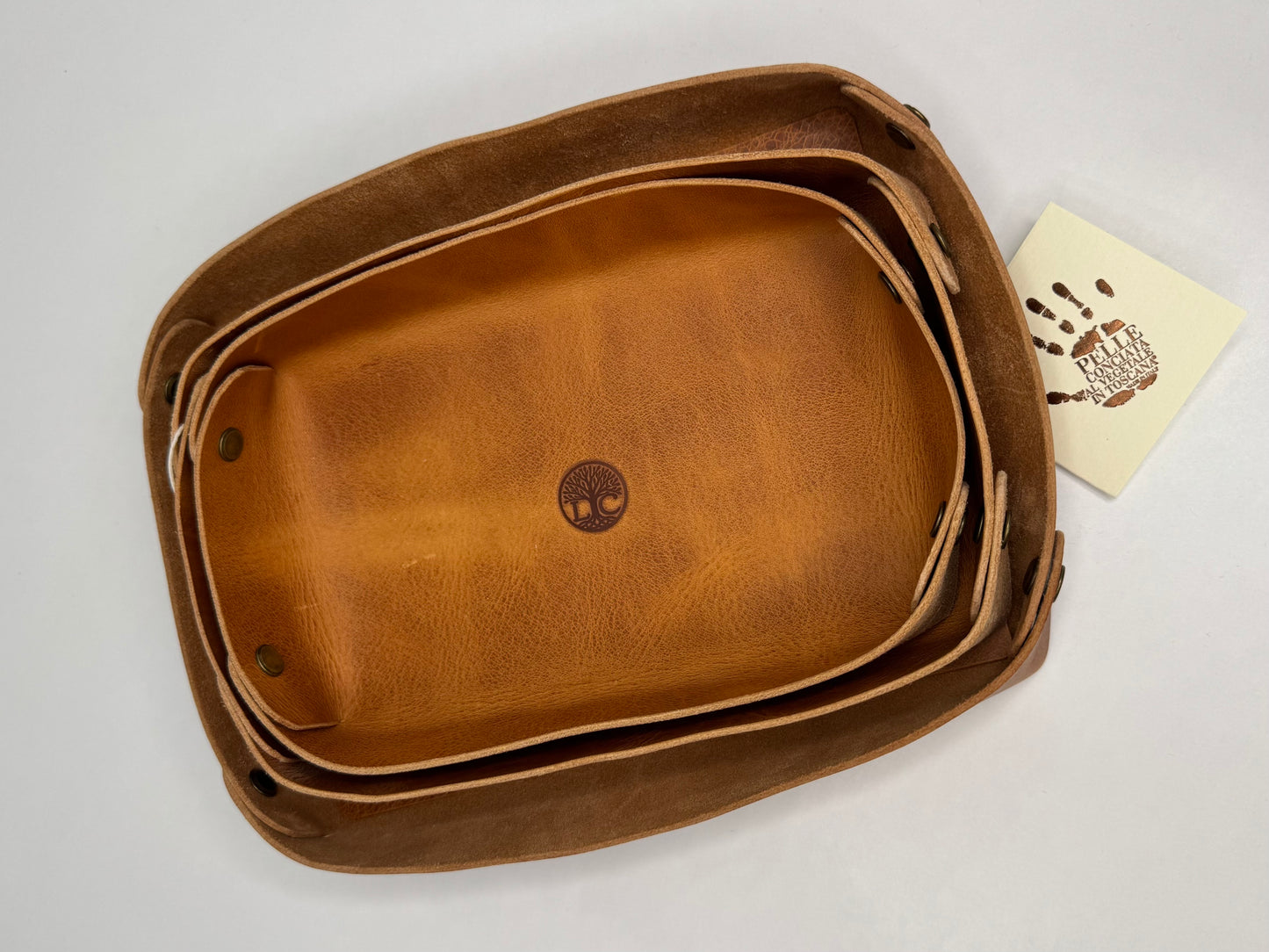 Italian Leather Valet Tray - Natural