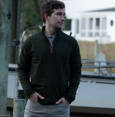 French Terry Quarter Zip - Forest Green