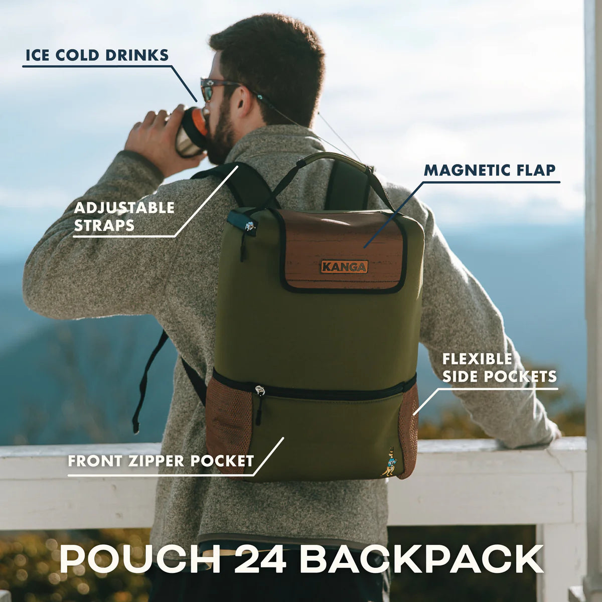Pouch 24 Backpack Cooler - Woody