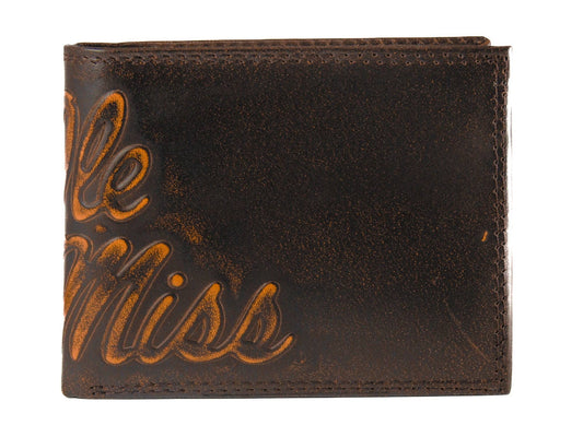 Burnished Leather Bifold Wallet - OleMiss