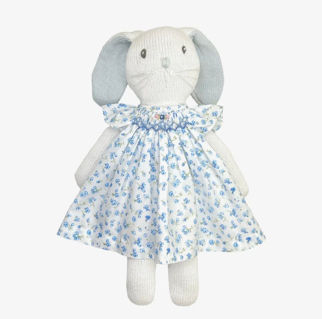 Knit Bunny with Blue Floral Dress