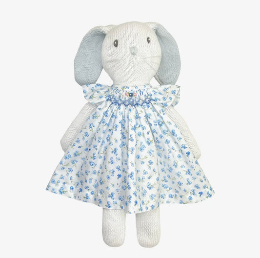 Knit Bunny with Blue Floral Dress
