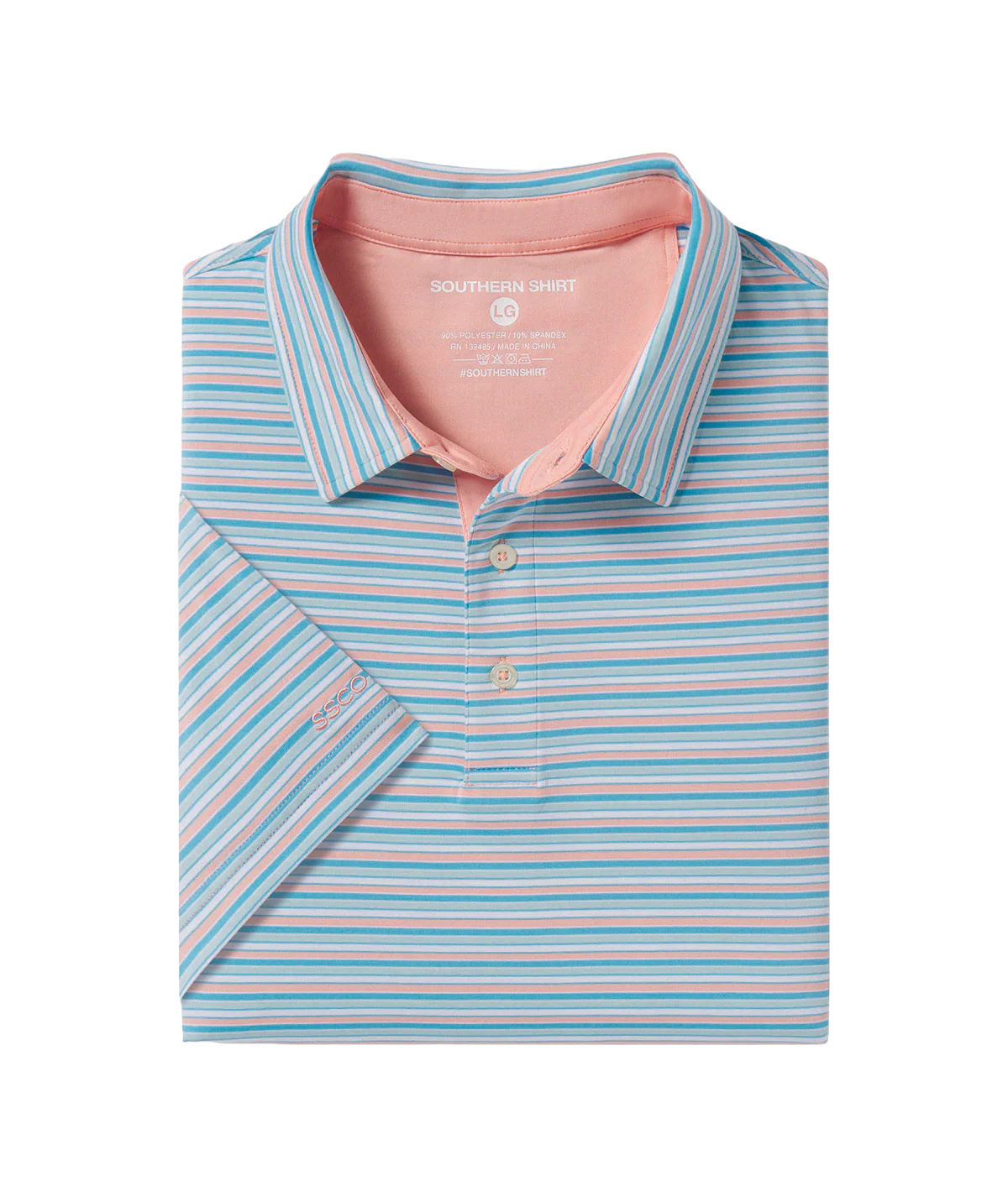 Grant Stripe Polo - Island Coral