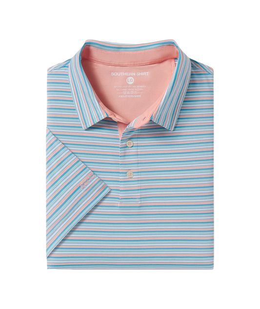 Grant Stripe Polo - Island Coral