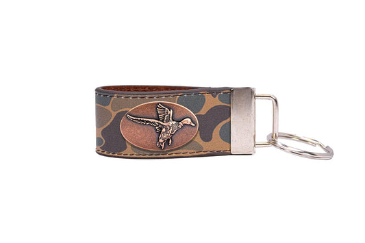 Leather Keychain - Mallard Old School Camo