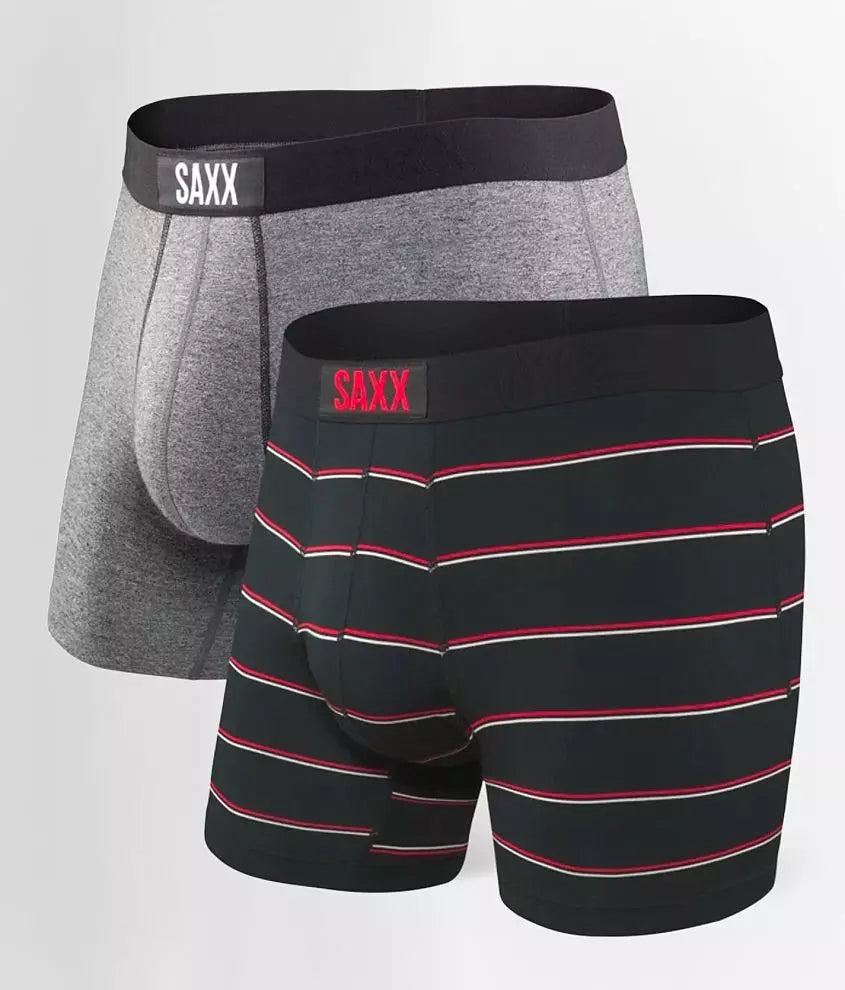 Vibe Boxer Brief 2PK - Red Stripe/Grey