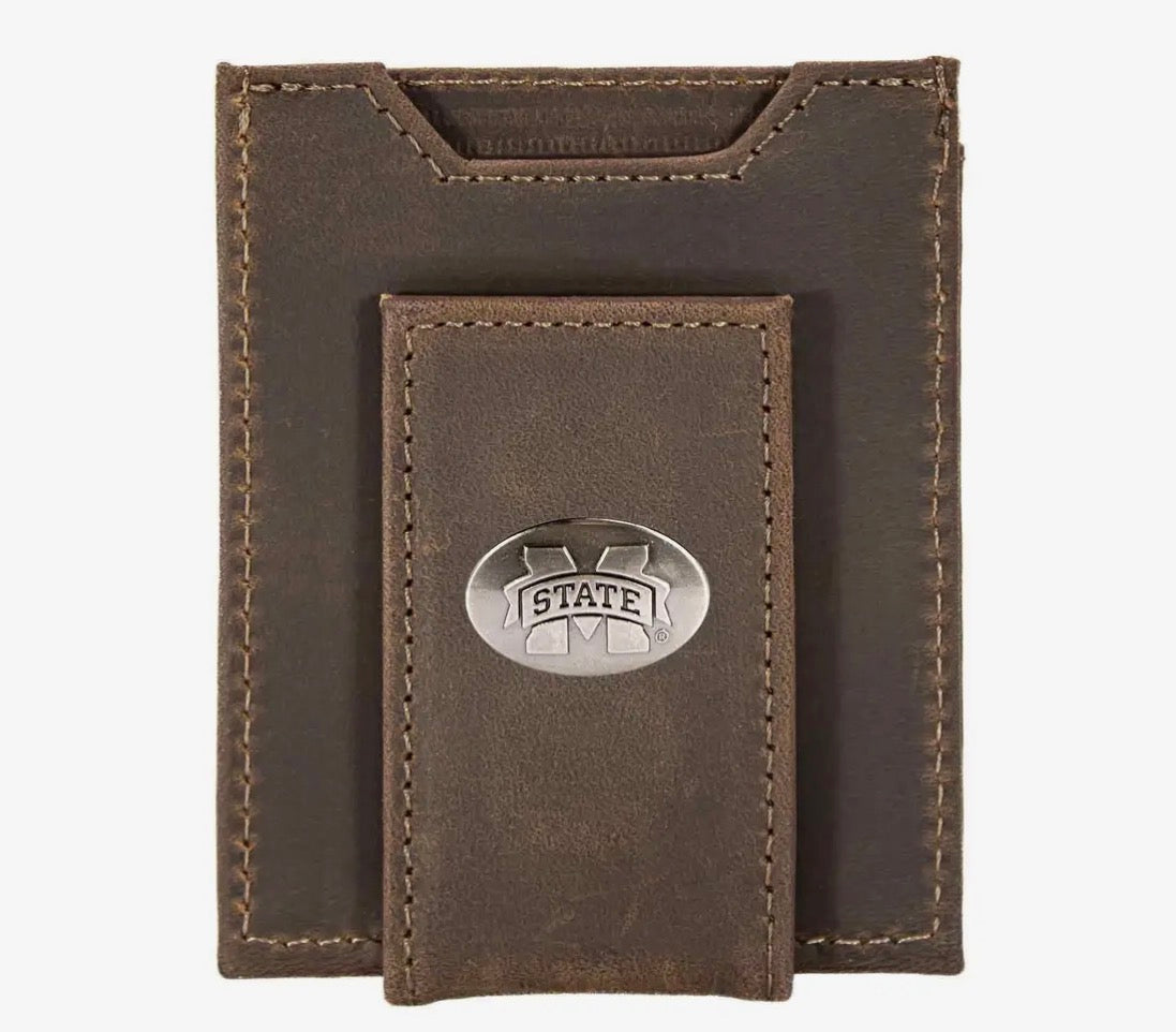 Zep-Pro Leather Magnetic Front Pocket Wallet - Mississippi State