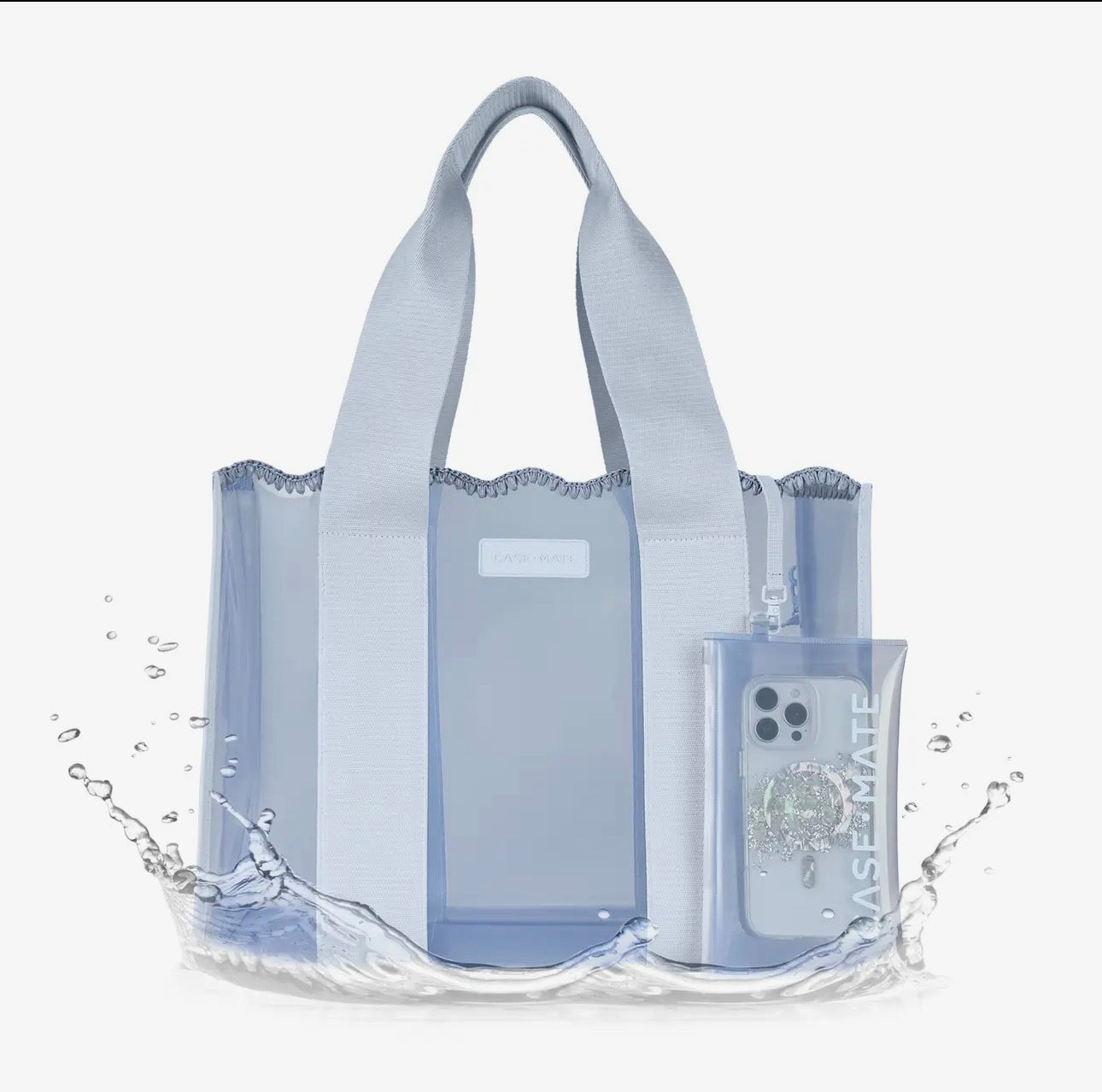 Jelly Tote Bag - Carolina Blue Crochet Wave