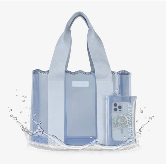 Jelly Tote Bag - Carolina Blue Crochet Wave