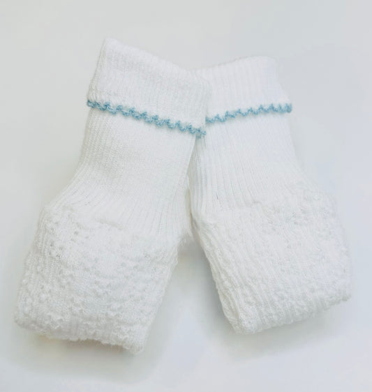 Blue Trim Knit Booties