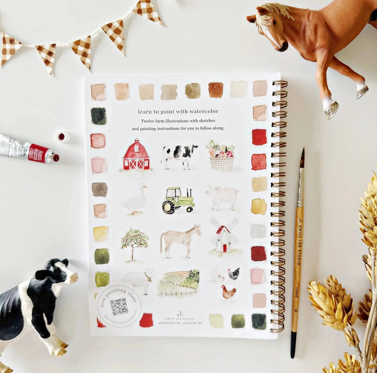 Farm Watercolor Workbook