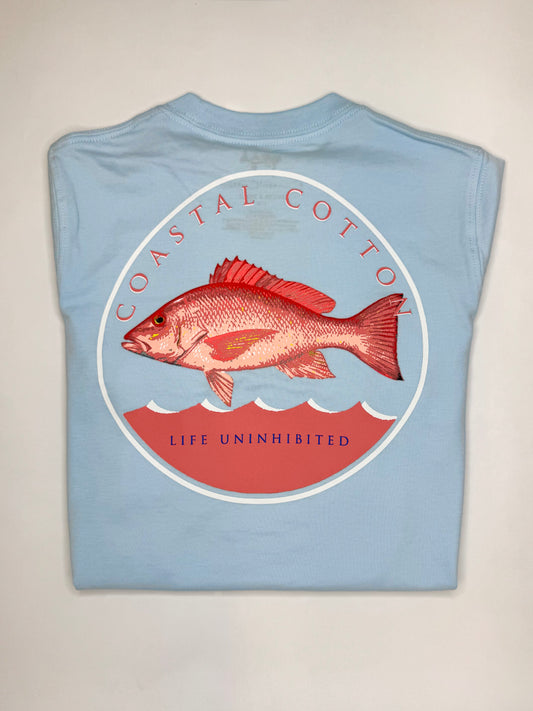 Youth SS Tee - Sky Red Snapper