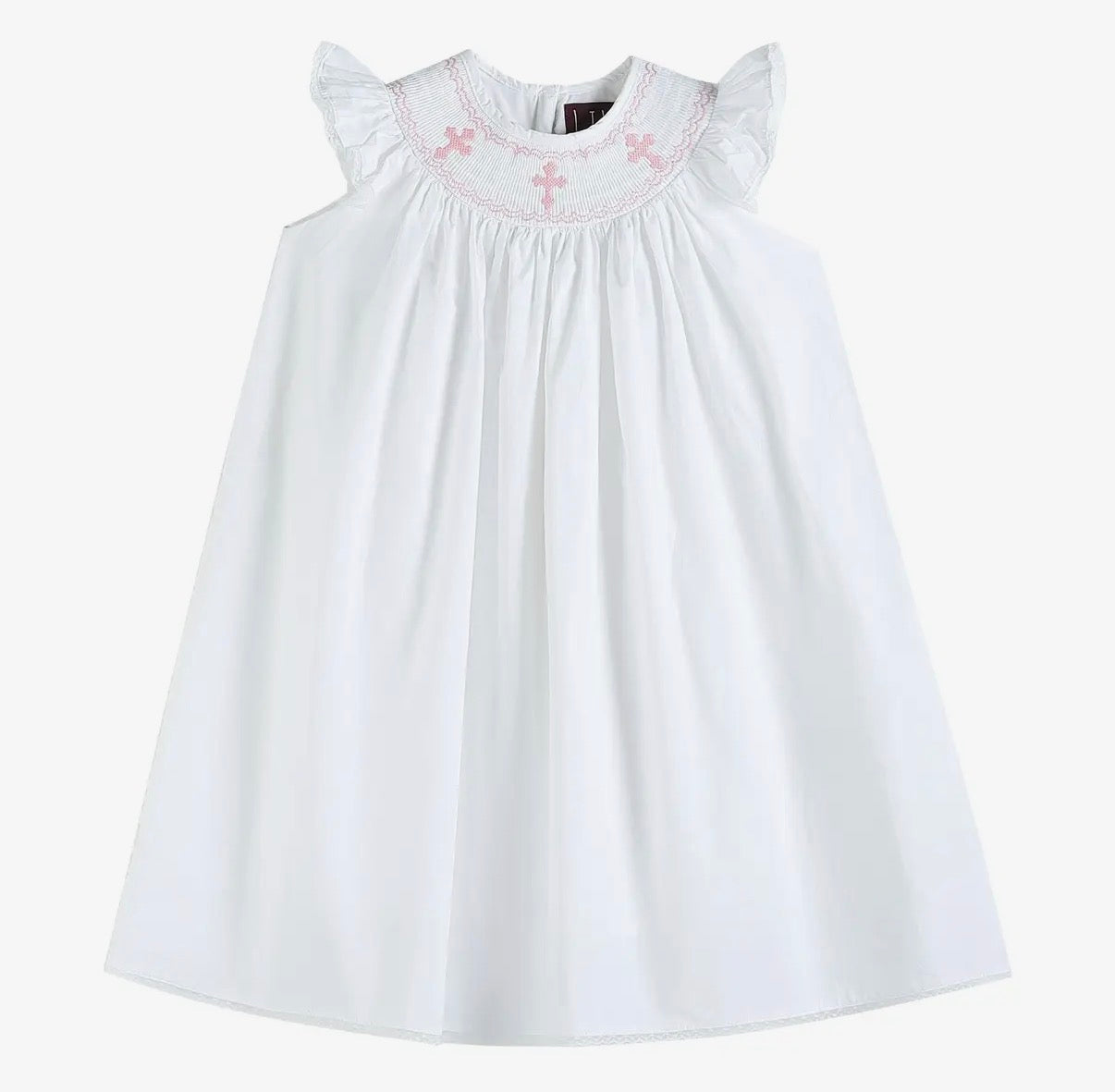 White/Pink Cross Bishop Dress