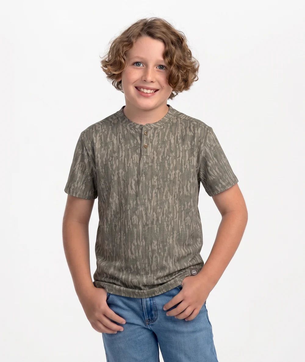 Youth Max Comfort SS Henley - Tree Bark