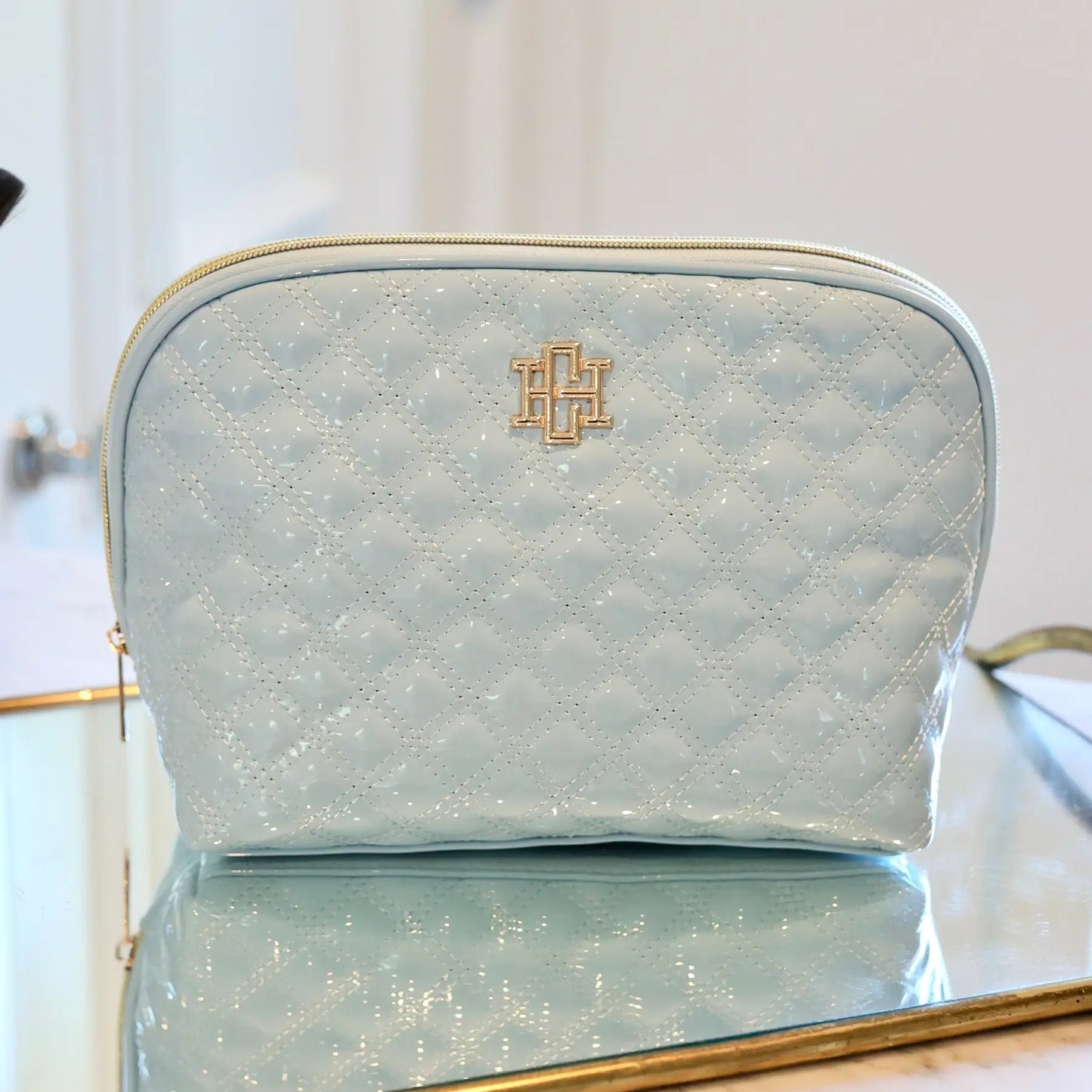 Capri Large Pouch - Light Blue Patent