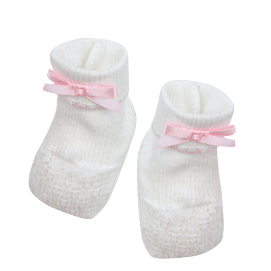 Pink Trim Knit Booties