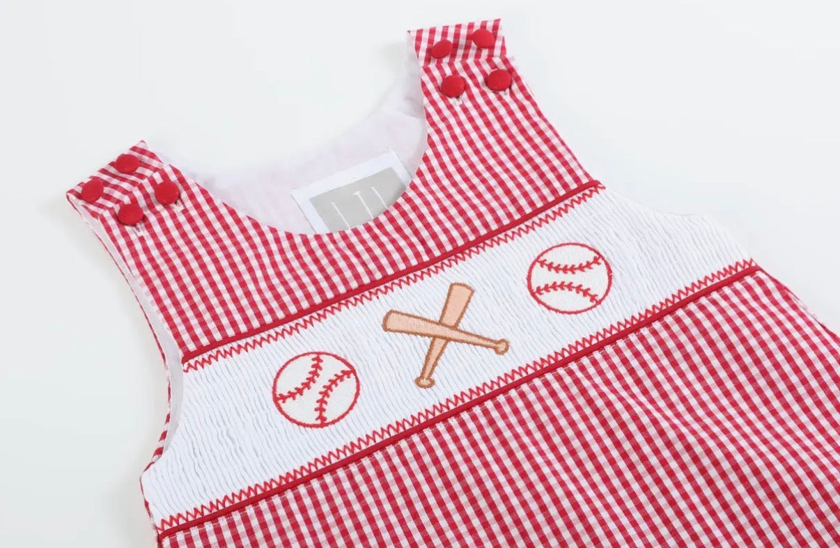 Baseball Smocked Shortall