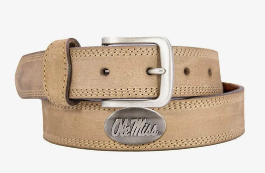 Zep-Pro Men's Crazyhorse Leather Belt - Ole Miss Rebels