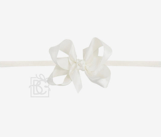 Antique White Satin Bow Headband