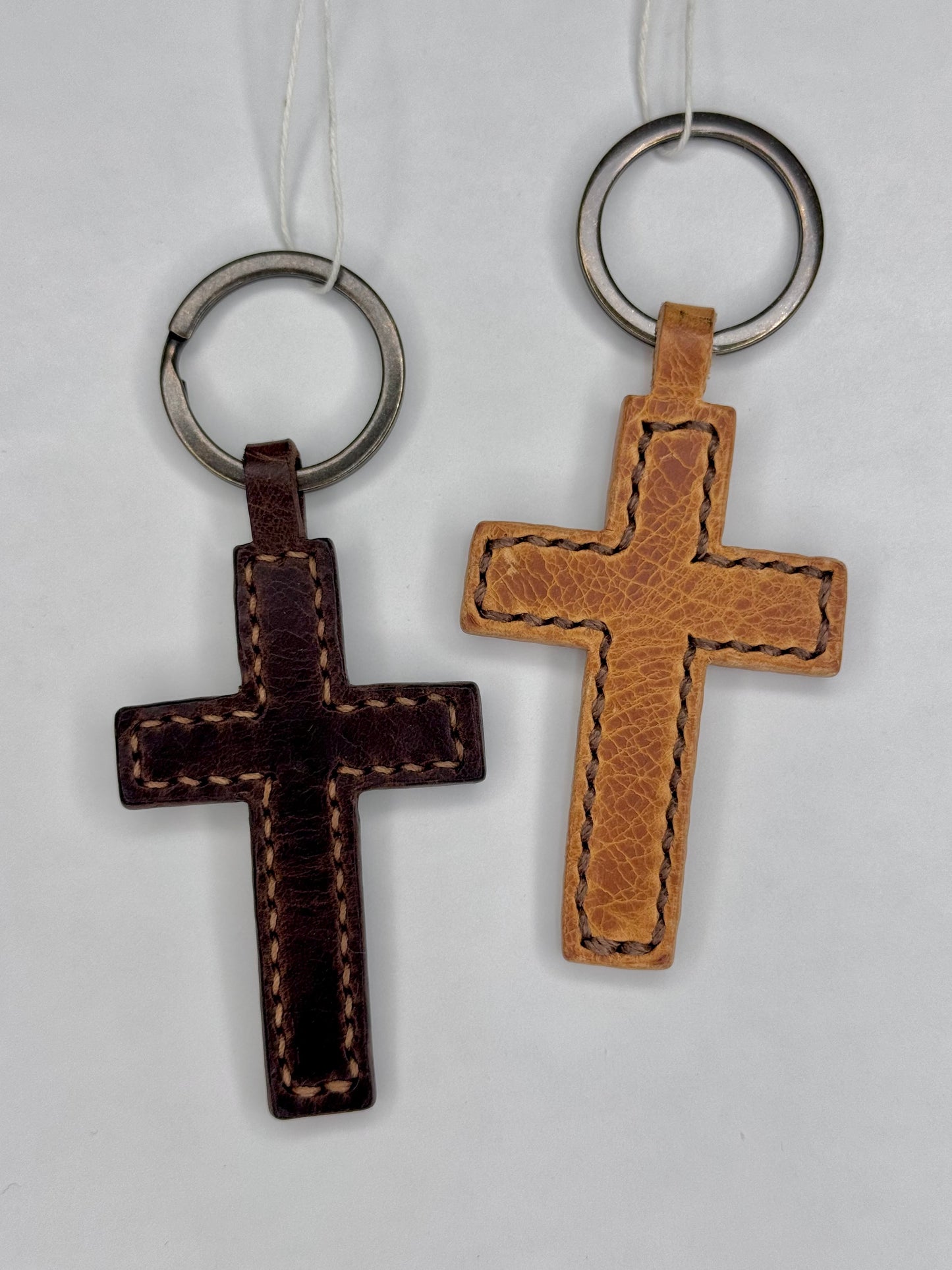 Italian Leather Keychain - Cross