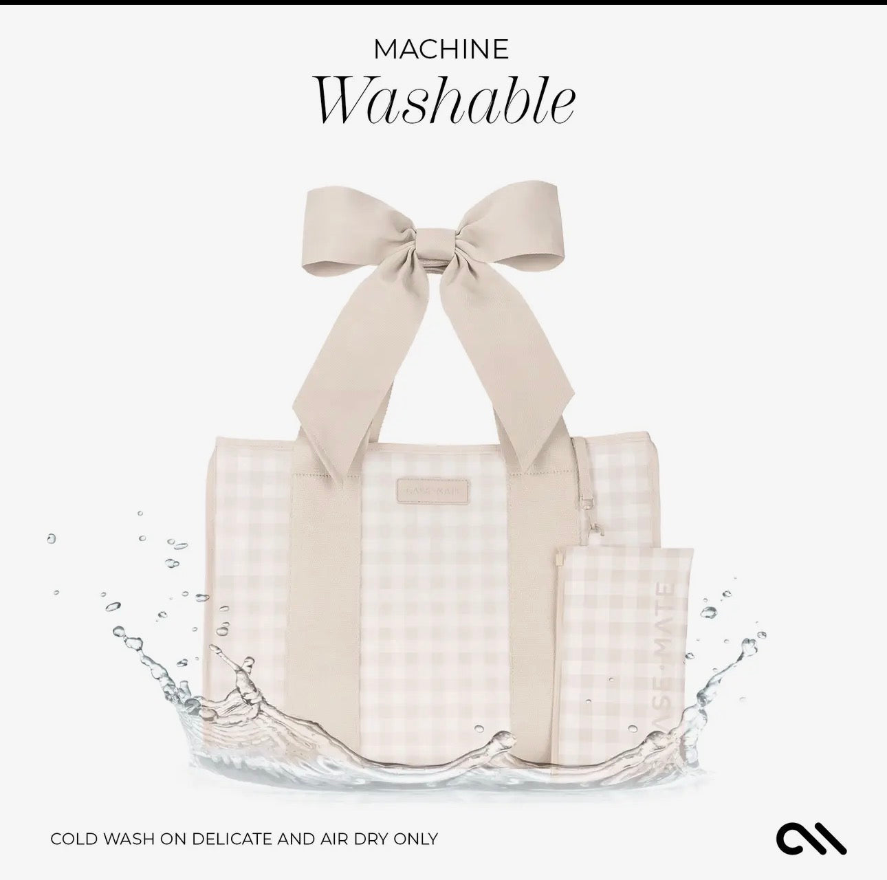 Jelly Tote Bag - Latte Gingham Bow