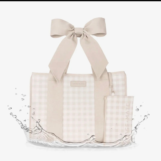Jelly Tote Bag - Latte Gingham Bow