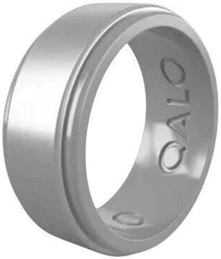 Polished Step Edge Silicone Ring - Silver