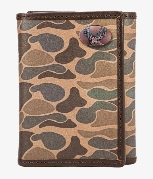 Zep-Pro Leather Trifold Wallet - Buck/Old School Camo