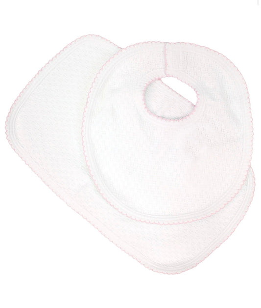 Pink Trim Knit Burp Cloth