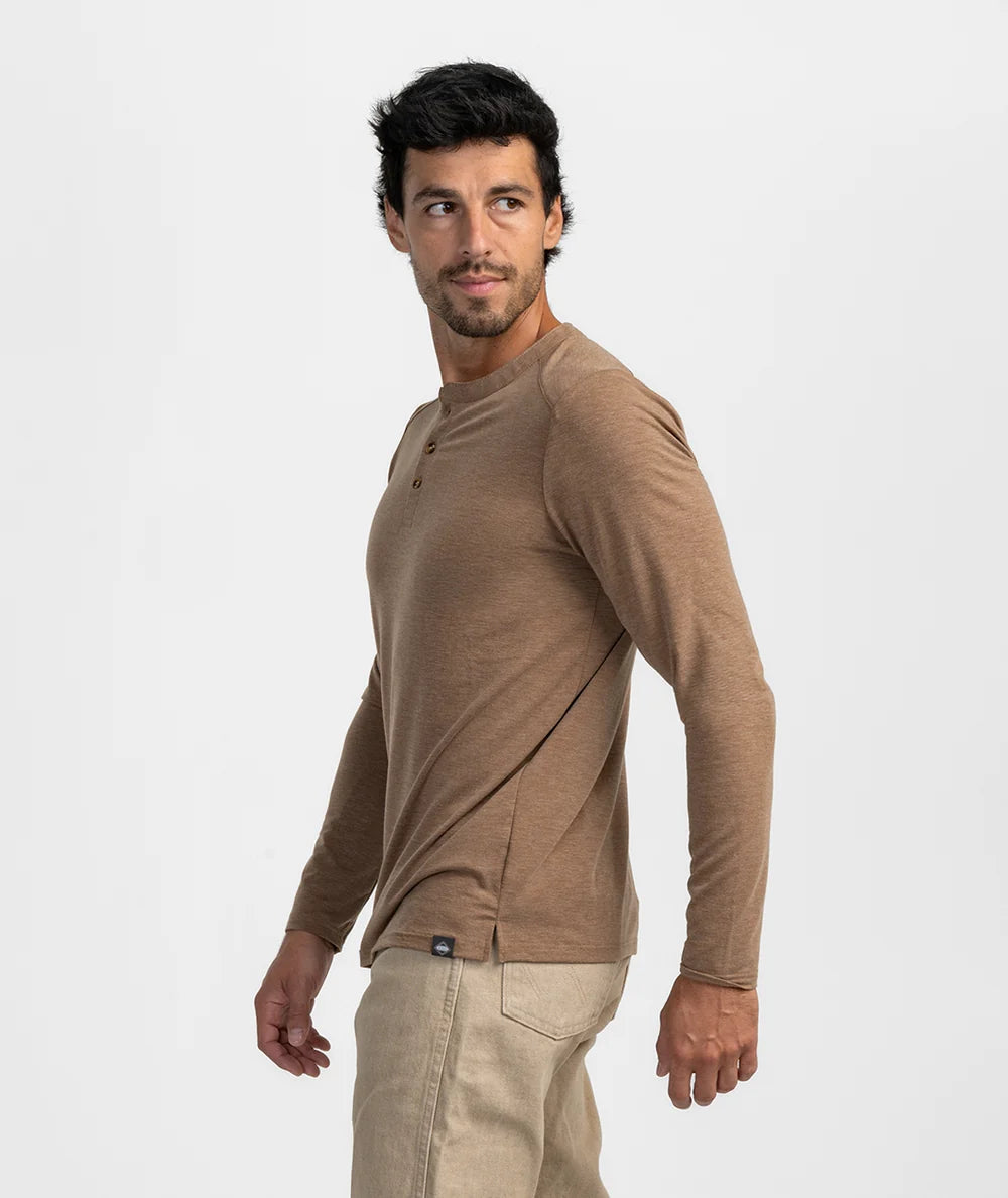Max Comfort LS Henley - Walnut