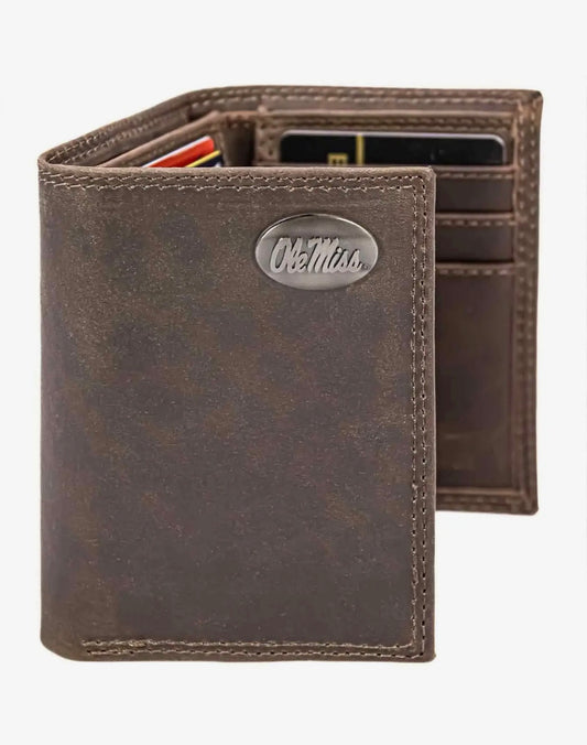 Zep-Pro Leather Trifold Wallet - Ole Miss Rebels