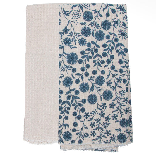 Navy Dandelions Tea Towels - Set of 2