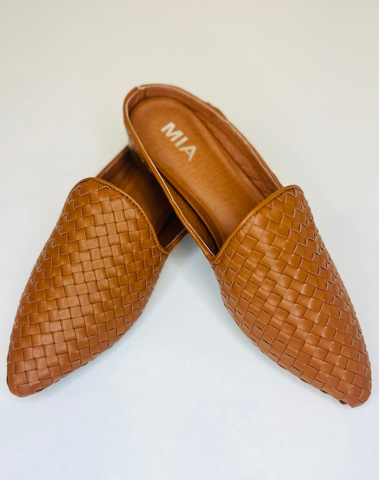 Tan Woven Mules