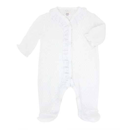 Paty Knit Eyelet Footie - White