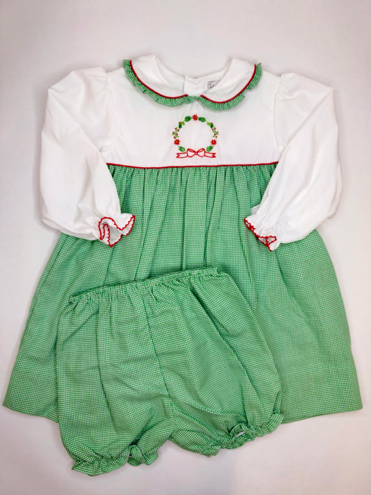 Smocked Christmas Wreath Dress